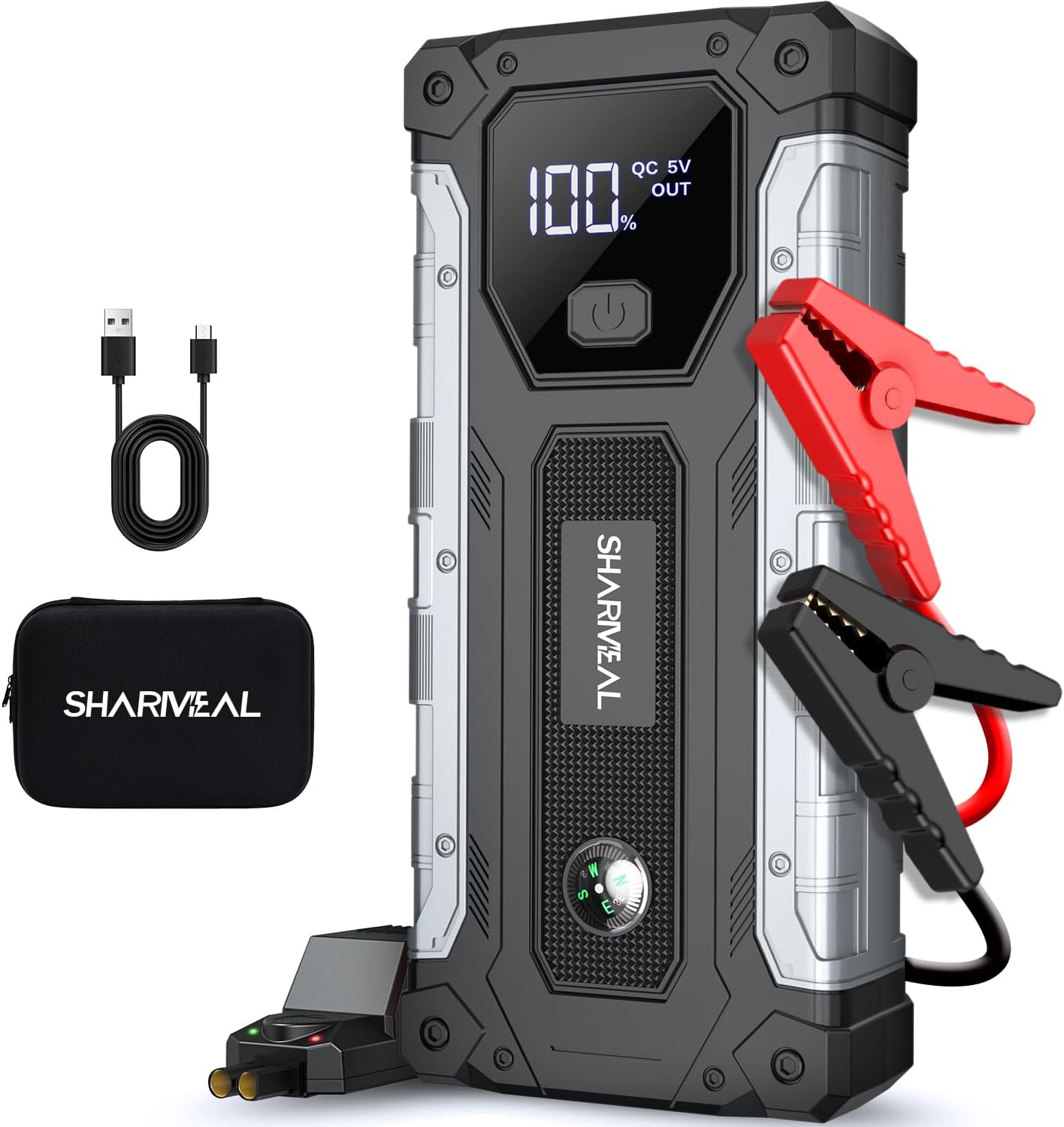 Sharmeal Car Jump Starter 5000A, Jump Starter Battery Pack for 10.0L Gas