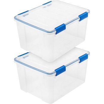 IRIS USA WeatherPro 44 Qt Storage Bins with Lids, 2 Pack, BPA-Free Plastic