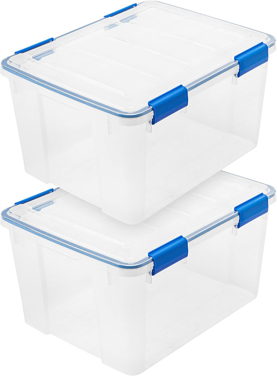 IRIS USA WeatherPro 44 Qt Storage Bins with Lids, 2 Pack, BPA-Free Plastic