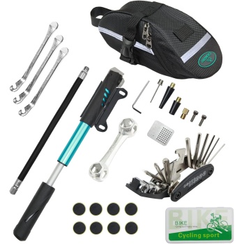 Chumxiny Bike Repair Kit Contains 16-in-1 Tool, 120Psi Mini Bicycle Pump, Tire