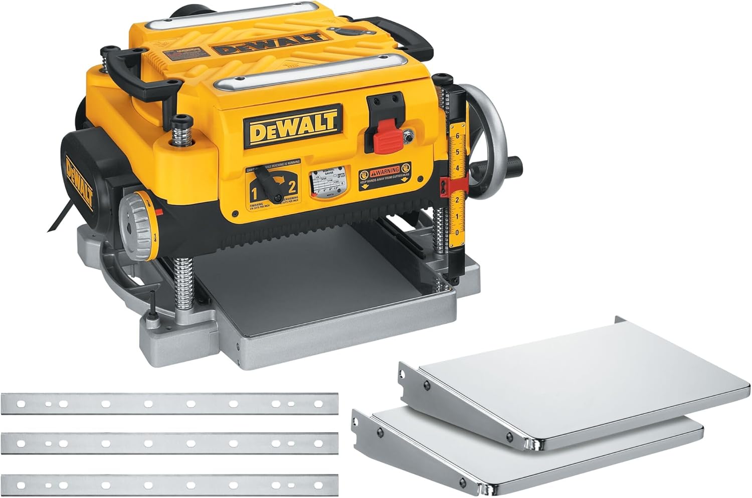 DEWALT Thickness Planer, 13-inch Wood Planer, Three Knife Two Speed, 15 Amp