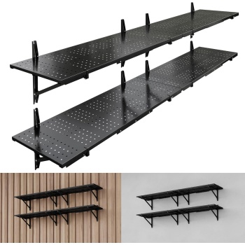 FLEXIMOUNTS 2-Pack 1x6ft Heavy Duty Garage Wall Shelving, Perforated Metal