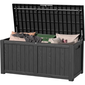 150 Gallon Waterproof Outdoor Storage Box,Resin Deck Box,Lockable Outside