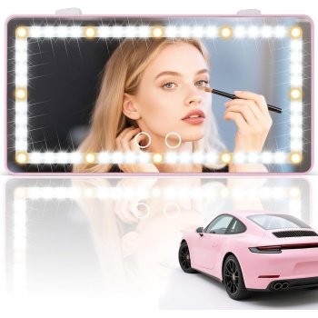 SINGARO Car Sun Visor Vanity Mirror - Rechargeable Makeup Mirror with 60 LEDs
