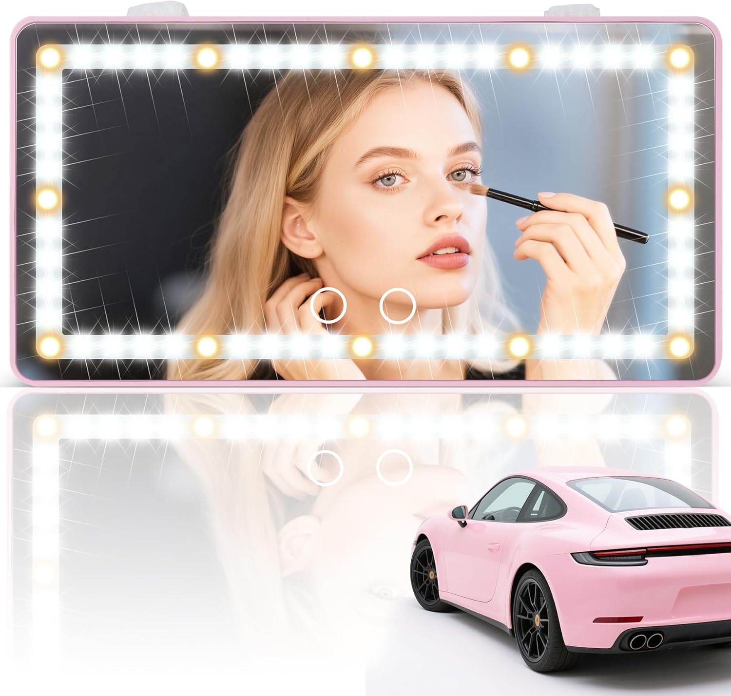 SINGARO Car Sun Visor Vanity Mirror - Rechargeable Makeup Mirror with 60 LEDs