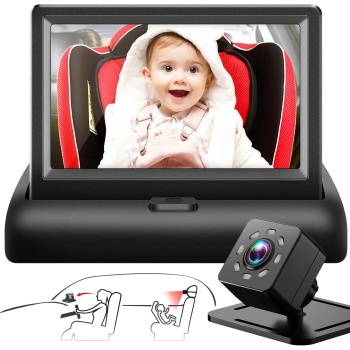 Baby Car Mirror with 4.3'' HD Night Vision Function Display, Safety Car Seat