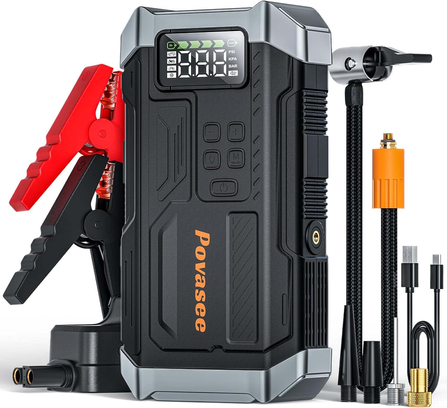 [2026NEW Model] 5000A Jump Starter with Air Compressor,Car Jumper Starter