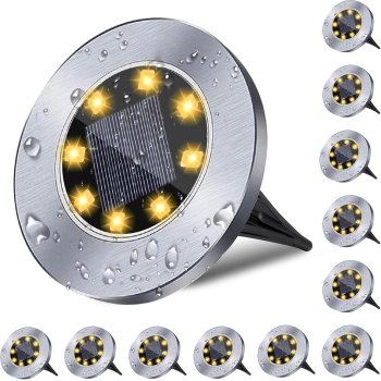 4.6 Inch Diameter Solar Ground Lights, Waterproof Solar Garden Lights, Outdoor