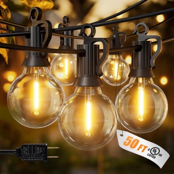 Brightown Outdoor String Lights, 50FT 25 G40 Bulbs Shatterproof Patio Lights