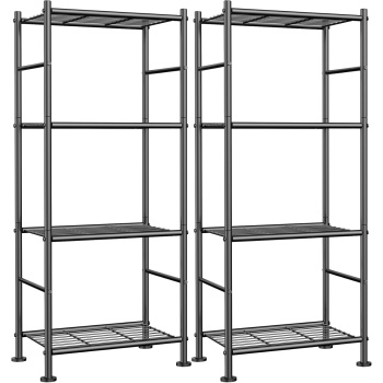 Sakugi Storage Shelves - Set of 2, 4-Tier Metal Shelf Organizer, Space-Saving