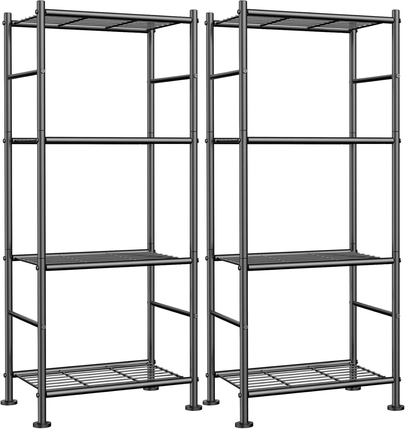 Sakugi Storage Shelves - Set of 2, 4-Tier Metal Shelf Organizer, Space-Saving