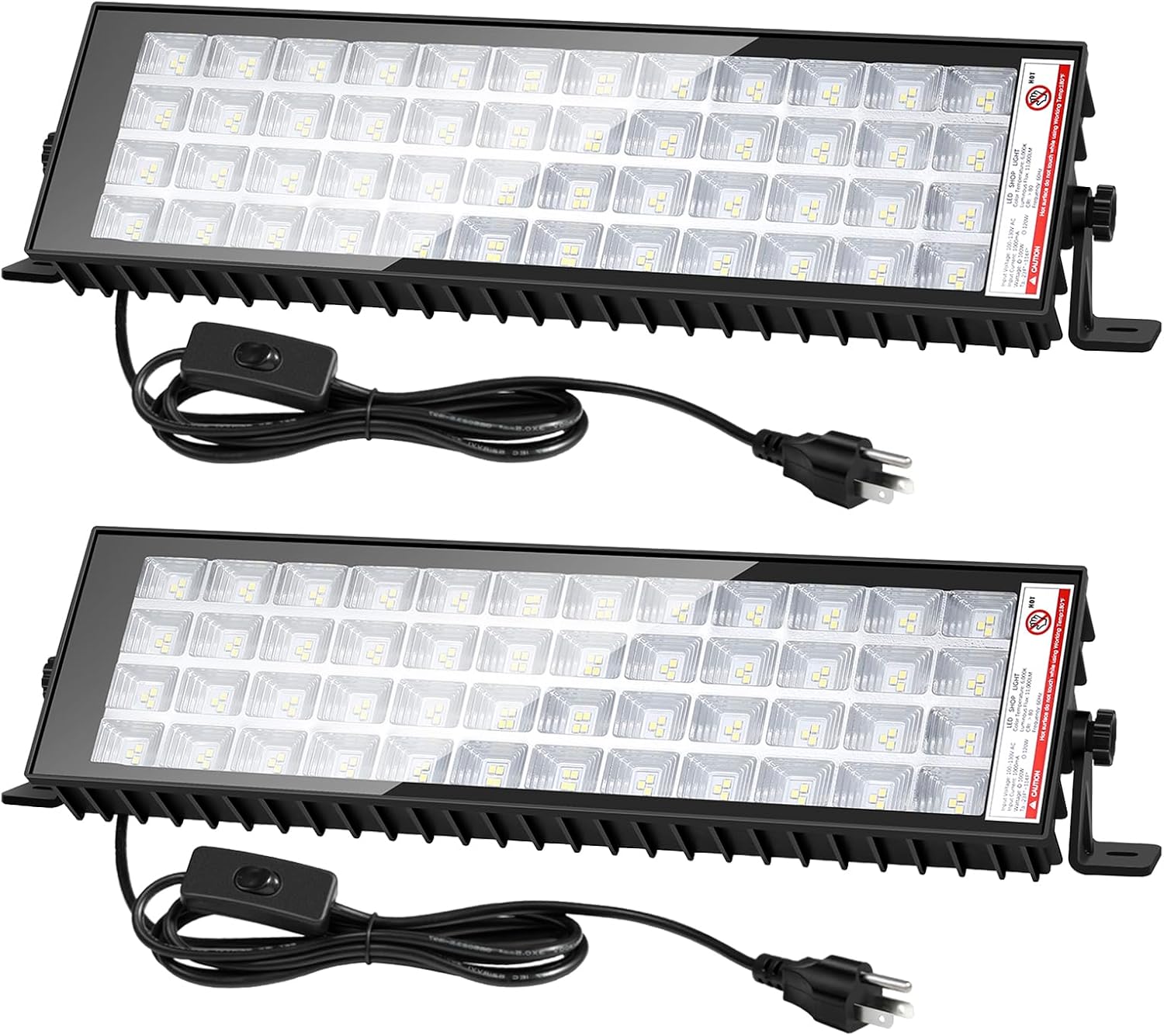 2Pack 120W LED Shop Light 11000LM, Plug in Garage Light with 9.8FT Cord