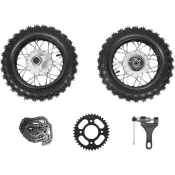 2.50-10 Front Rear Wheel Pair Set, Front Rear Tire Rim Wheel Drum Brake Pit Bike