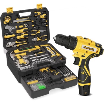 Tool Kit Box Drill Set with 12V Power Cordless Drill 299-Piece Tool Kit for Home