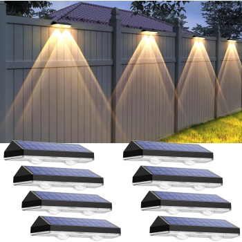 Solar Fence Lights Outdoor - 2700/4000/6000K 3 Mode, 8 Pack Solar Fence Lights