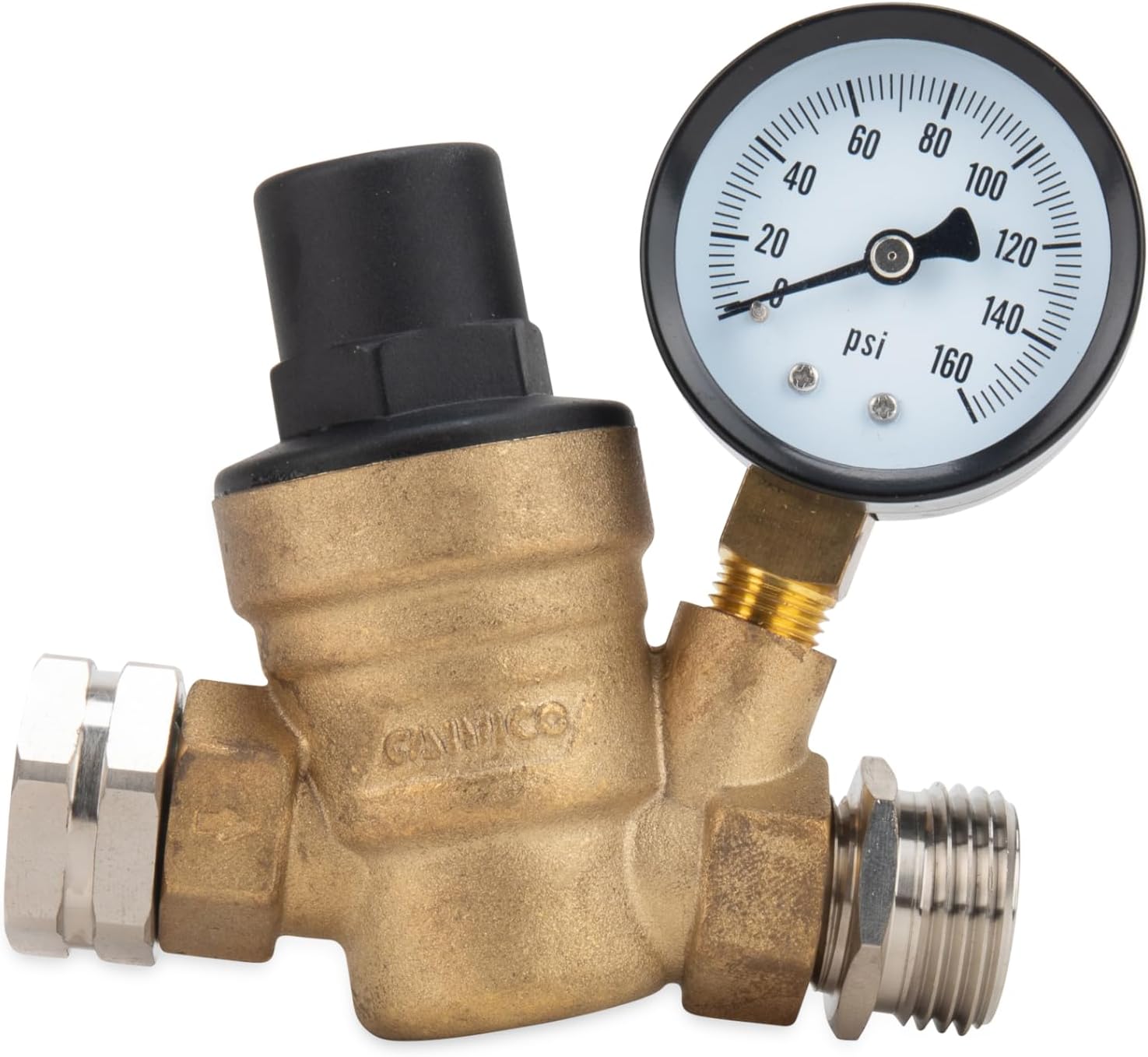 Camco Adjustable RV/Marine Brass Water Pressure Regulator | Help Stop Damage