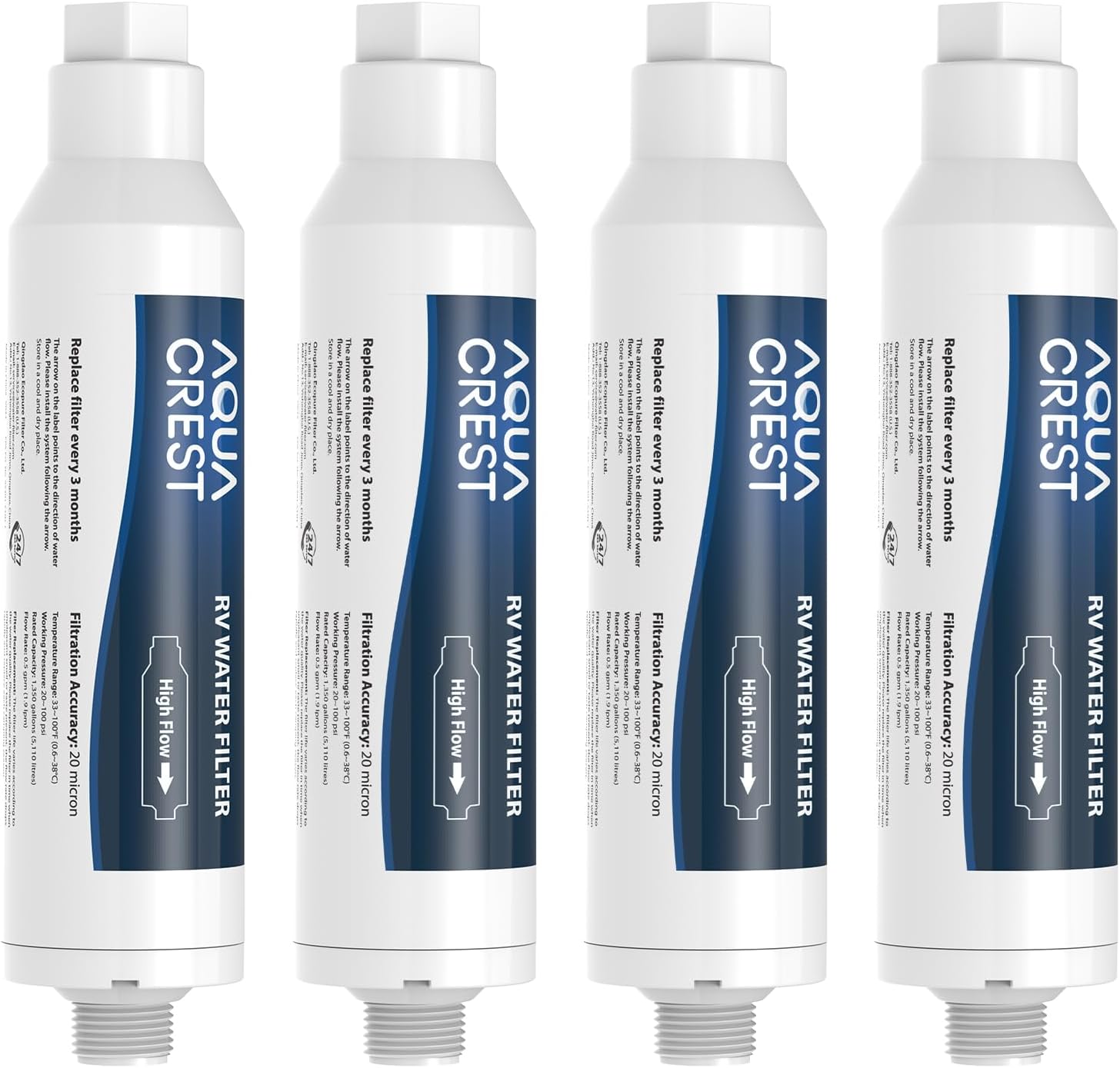 AQUA CREST RV Water Filter, RV Inline Water Filter with NSF Certified, Reduces