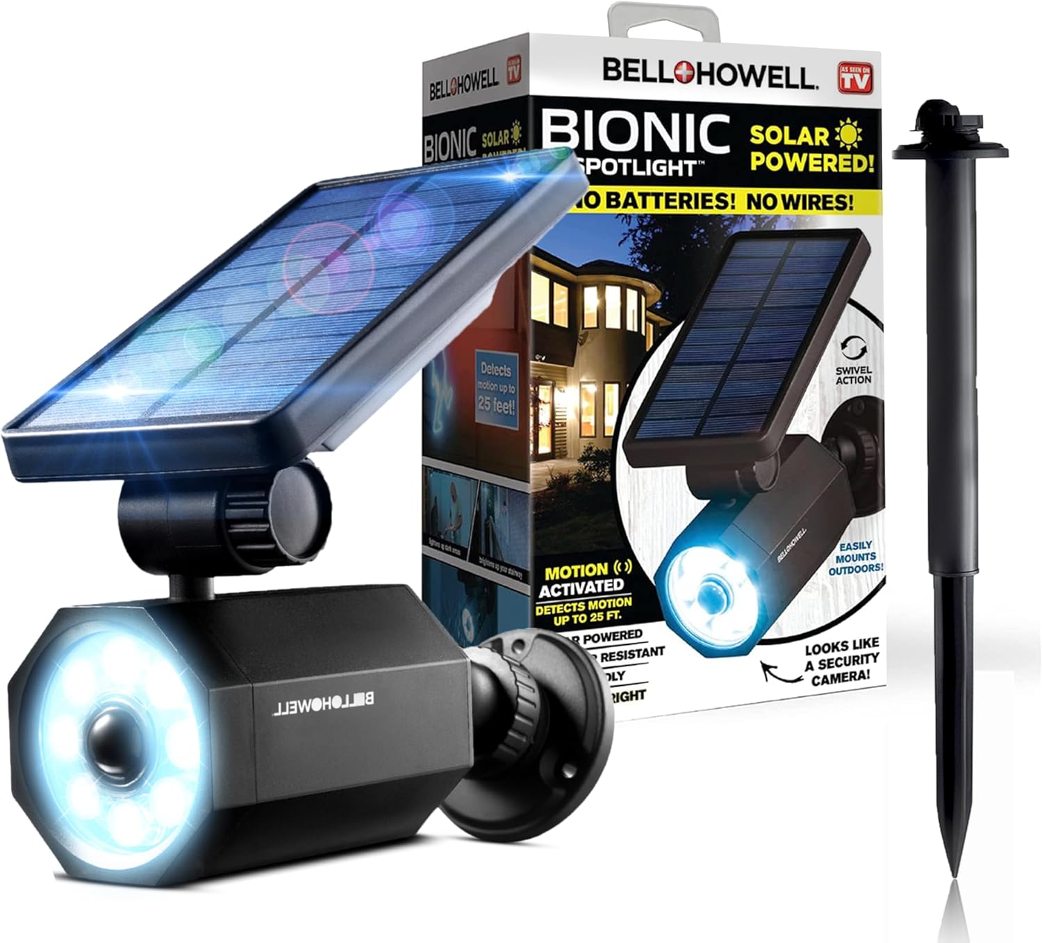 Bell+Howell Bionic Spotlight Motion Solar Spot Lights Outdoor Waterproof