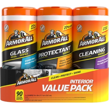 Armor All Protectant, Glass and Cleaning Wipes, Wipes for Car Interior and Car