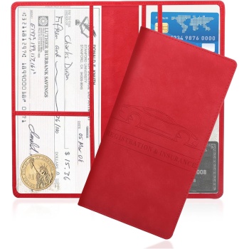 Car Registration and Insurance Holder,PU Leather Car Glove Box Organizer Car