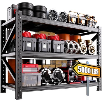 5000lb Heavg Duty Garage Shelving,59''W Adjustable Storage Shelves,Quick-Install