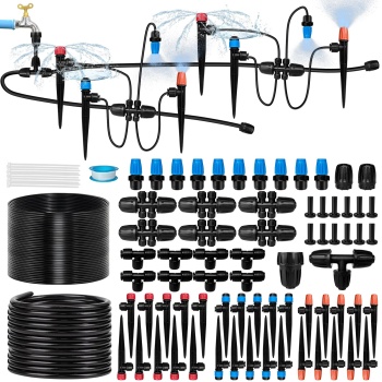 230FT Drip Irrigation System for Garden with 40 Nozzles & Emitters, Garden