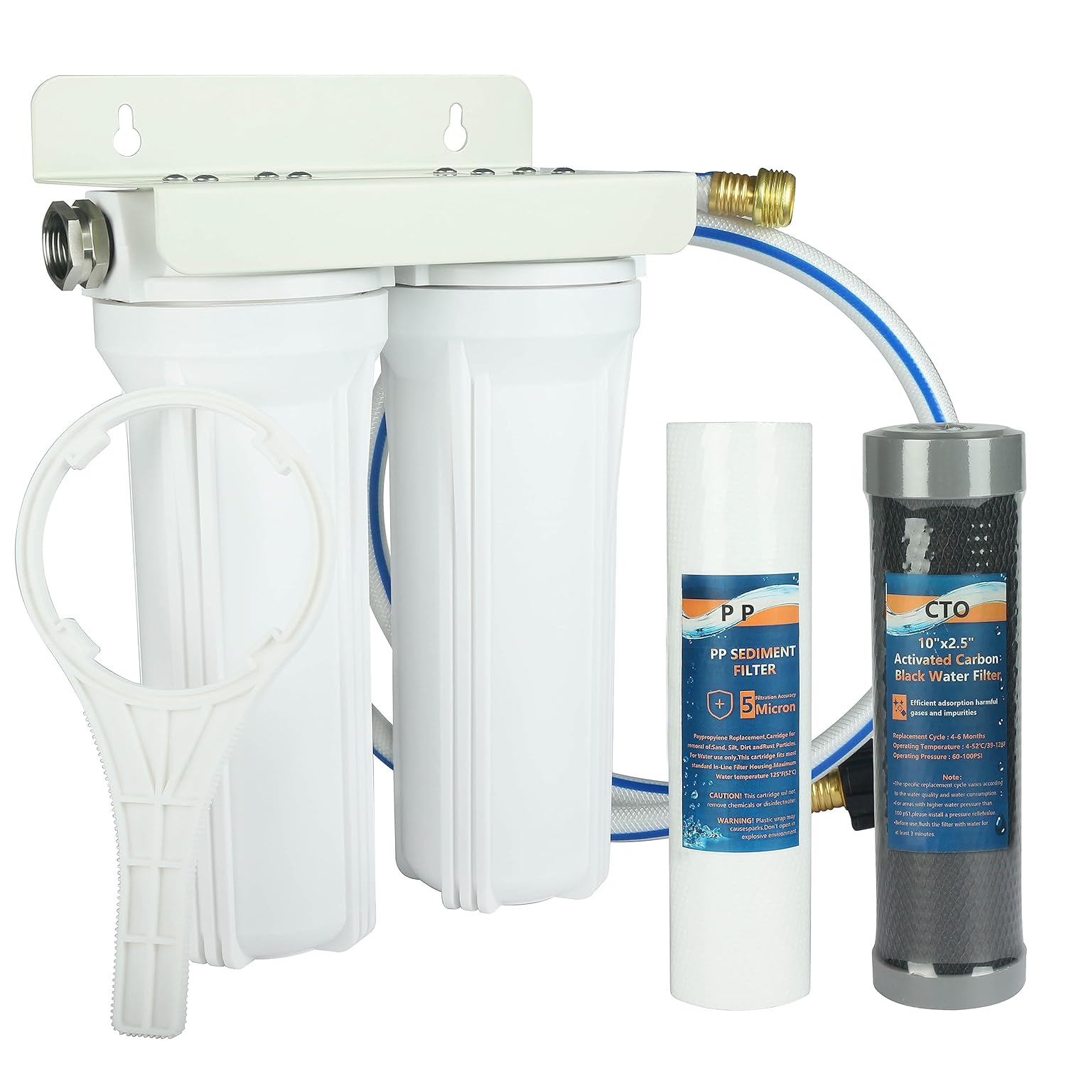Premier RV Water Filter System - 2 Stage with Hose Fitting,3/4" Lead-Free 304