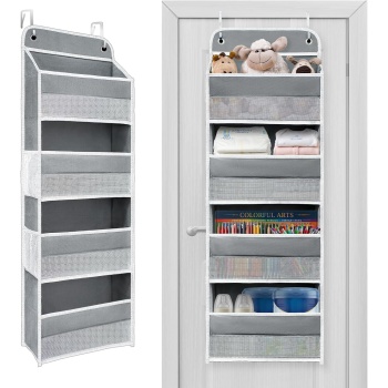 Over The Door Organizer with LifetimeWarranty, 4 Shelves & 4 Side Pockets