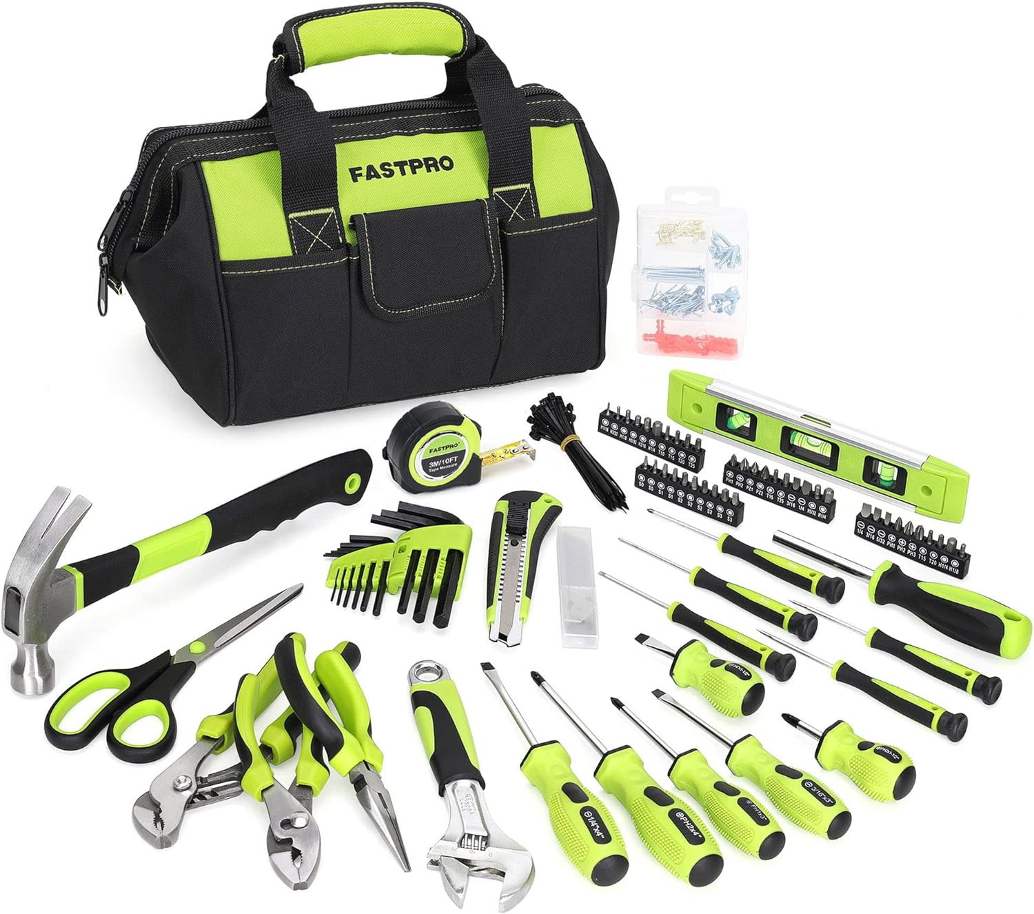 FASTPRO 220-Piece Home Tool Set, Household Repairing Tool Kit, with 12-Inch Wide