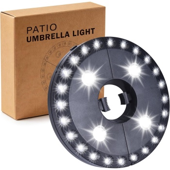 OYOCO Patio Umbrella Light 3 Brightness Modes Cordless,with 24+4 Cool White