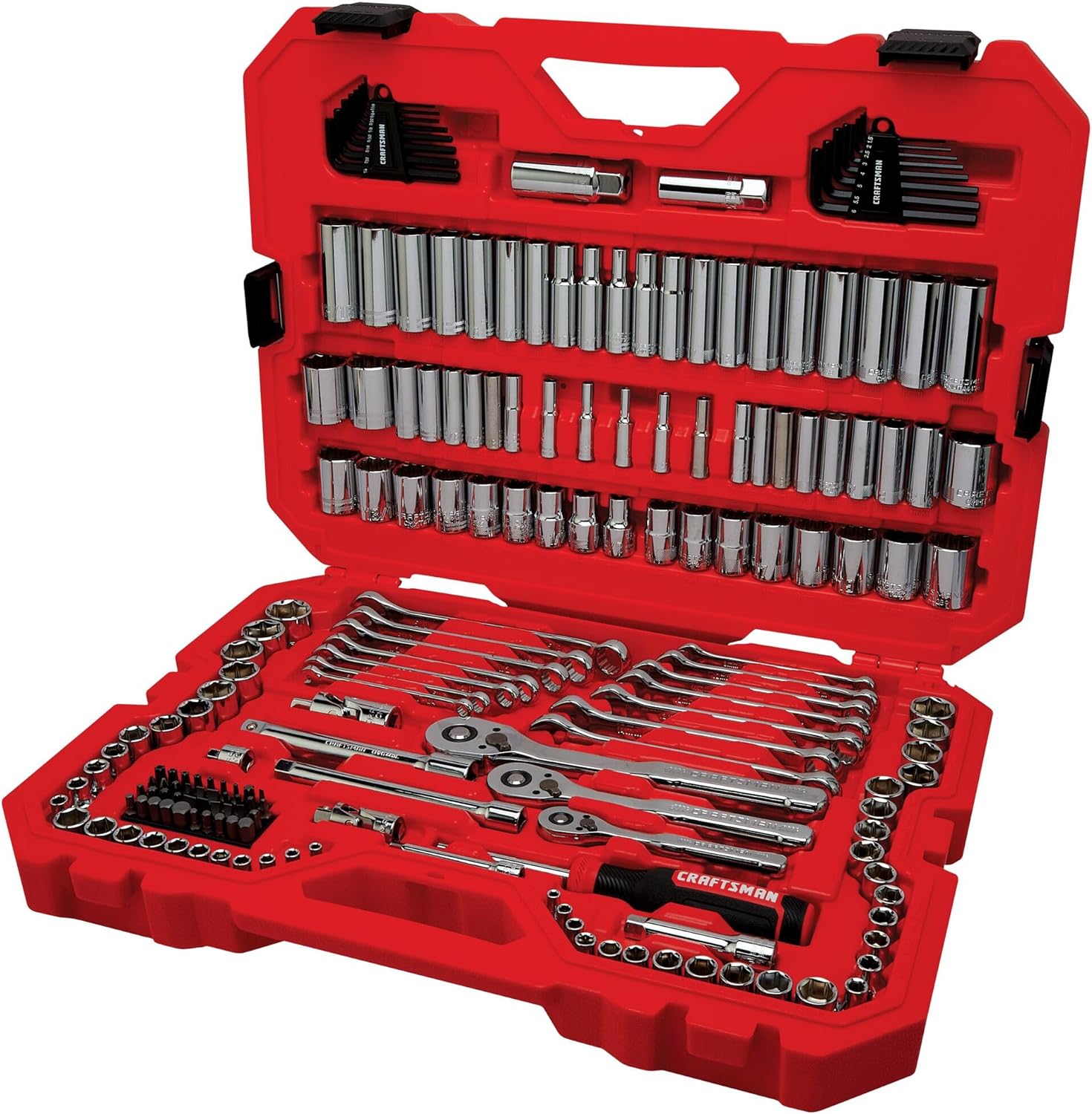 CRAFTSMAN Mechanic Tool Set 189 Pcs, 1/4, 3/8, 1/2 Socket Set with 72 Tooth Low