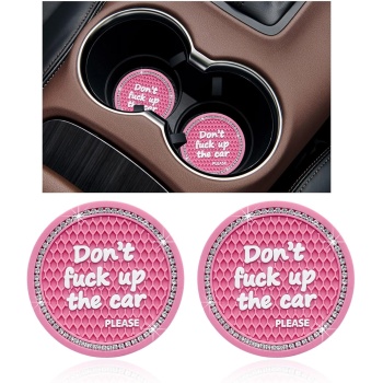 Ziciner 2 Pack Bling Car Cup Holder Coaster, 2.75 Inch Anti-Slip Auto Insert Cup