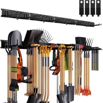 Garage Tool Organizer Wall Mounted, 64 Inches Adjustable Garden Tool Organizer