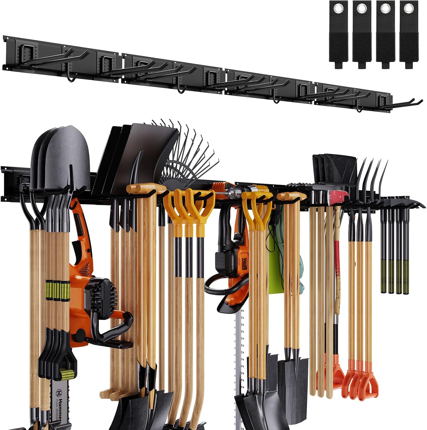 Garage Tool Organizer Wall Mounted, 64 Inches Adjustable Garden Tool Organizer