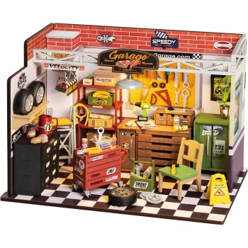 ROBOTIME Miniature House Kit DIY Mini Garage Workshop Tiny Model House Building