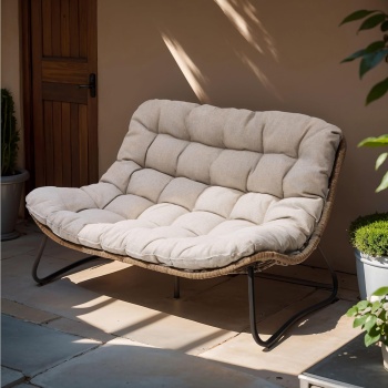 Crestlive Products Outdoor Loveseat, 2 Seater Outdoor Couch with Soft Cushion