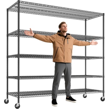 REIBII 85.7"H Garage Shelving 2998LBS Storage Shelves with Wheels&Feet,5 Tier