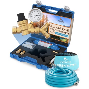 RV Fresh Water Kit w/Drinking Hose - RV Water Pressure Regulator, Filter, Hose
