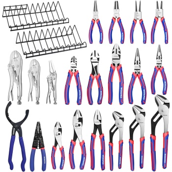 WORKPRO Pliers Set, 20 Pieces Pliers Tool Set with 2 Packs Organizer Rack, Slip