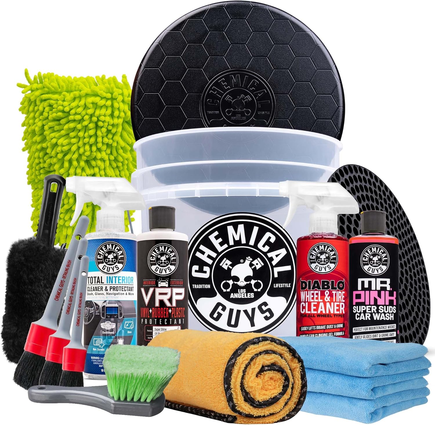 Chemical Guys Car Detailing Kit, Car Cleaning Kit with Total Interior Cleaner