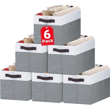Criusia Closet Organizers and Storage Baskets - 6 Pack Shelf Organizer Bins