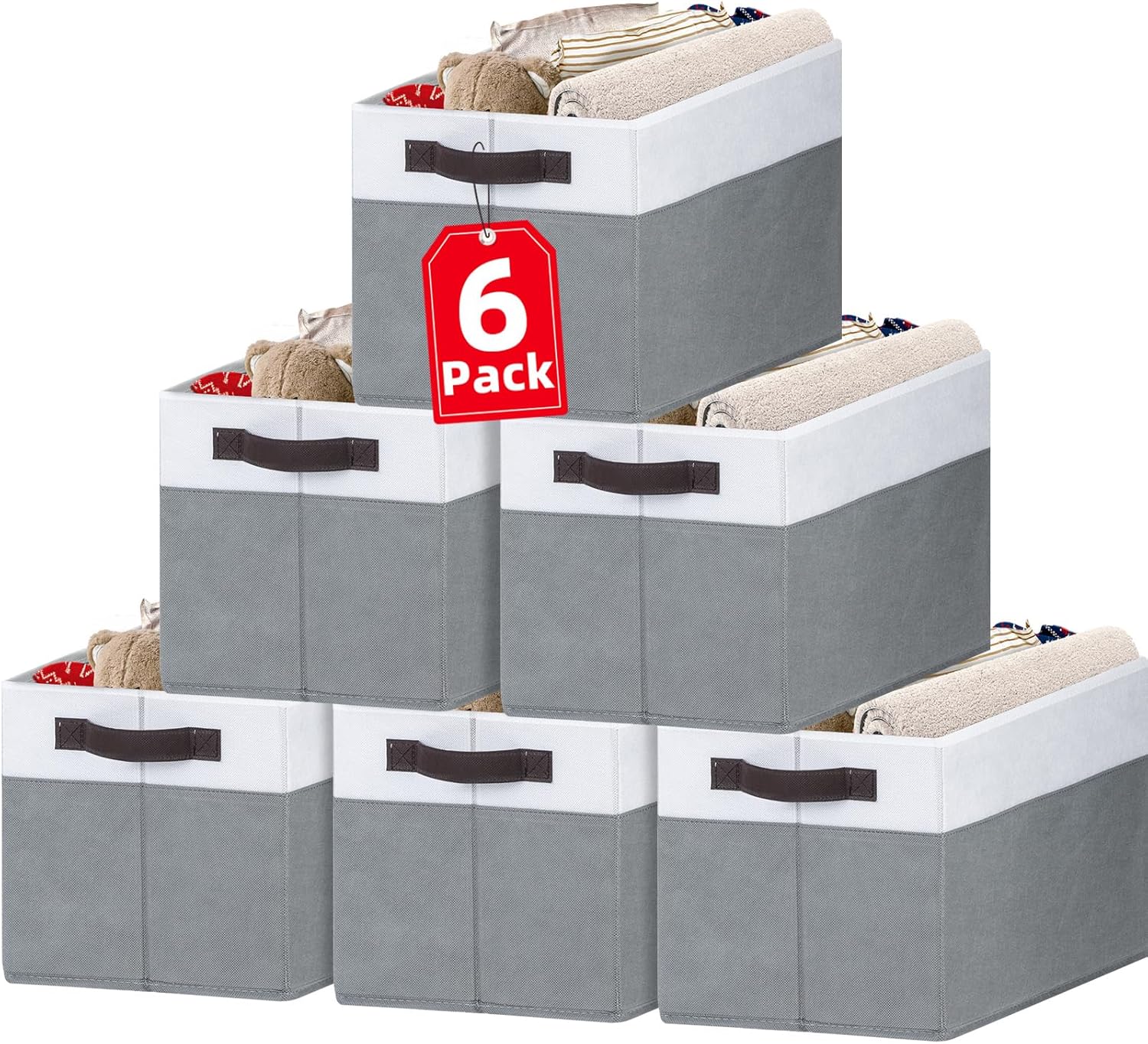 Criusia Closet Organizers and Storage Baskets - 6 Pack Shelf Organizer Bins