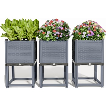 48" Self Watering Raised Garden Bed, Modular Planter Box with Water Level