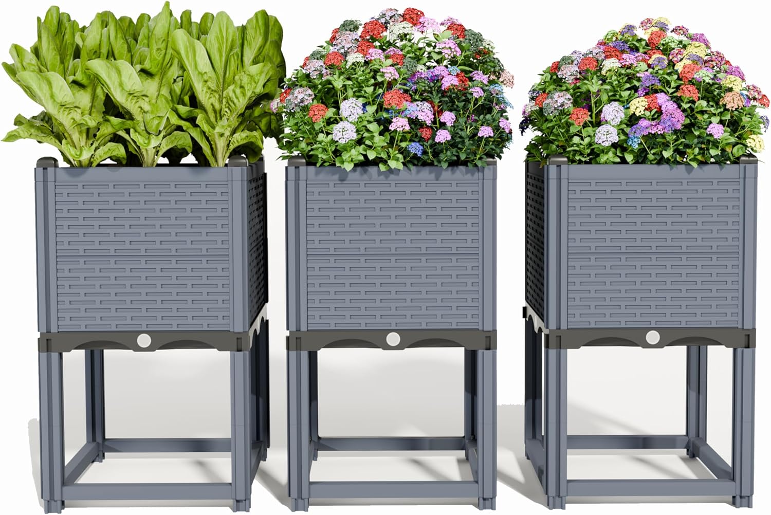 48" Self Watering Raised Garden Bed, Modular Planter Box with Water Level