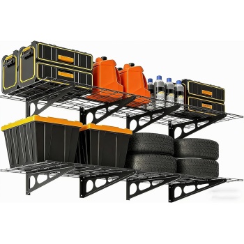 2 Pack 2x6 FT Garage Shelves Wall Mounted Heavy Duty, 1600 LBS Heavy Duty Wall