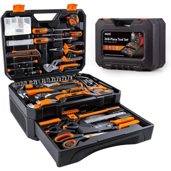 XOOL 368 Piece Home Repair Tool Kit with Drawer Toolbox, Includes Hammer