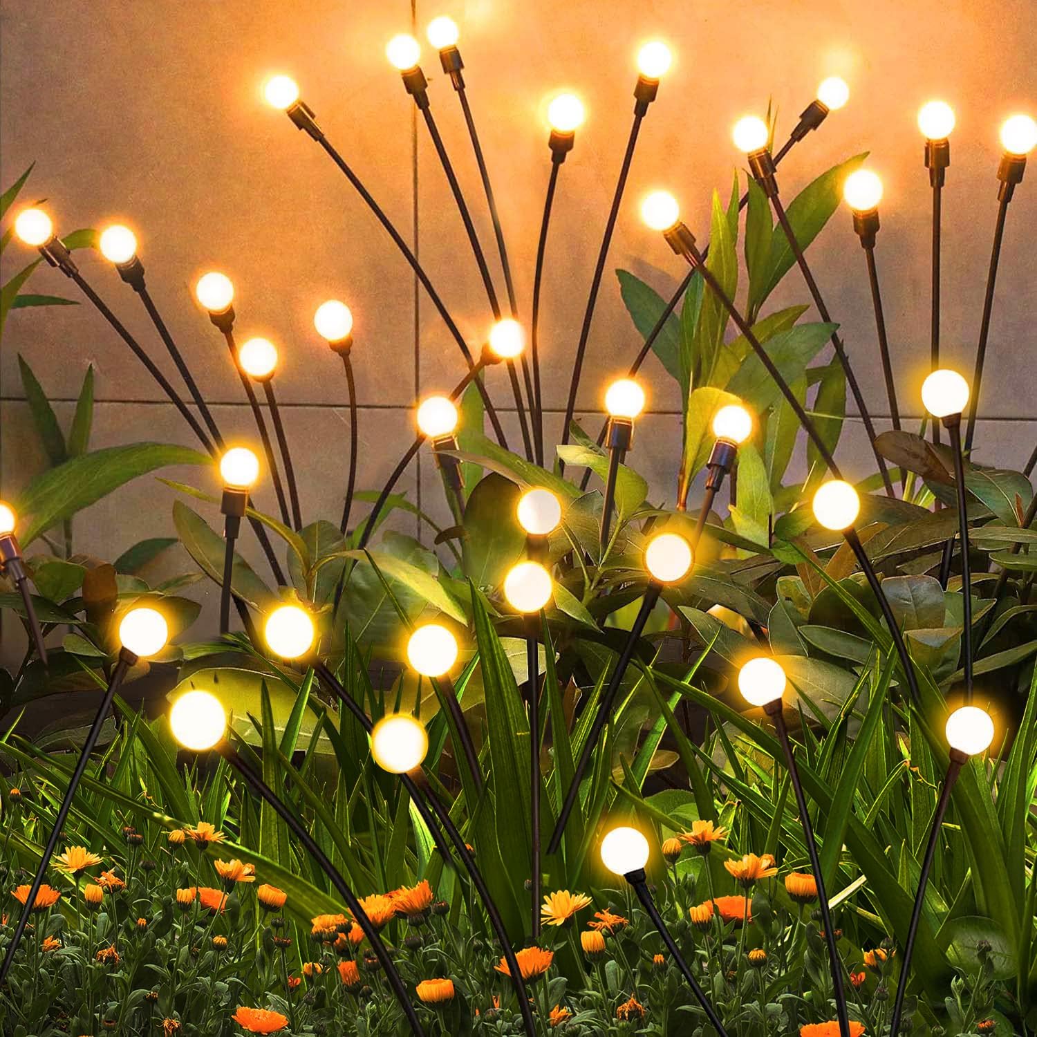 ZFNN Solar Garden Lights Outdoor, 4 Pack Firefly Swaying Lights, Waterproof