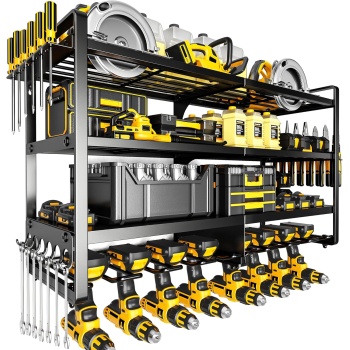 POKIPO Large Power Tool Organizer Wall Mount,4 Layers Heavy Duty Metal Loads