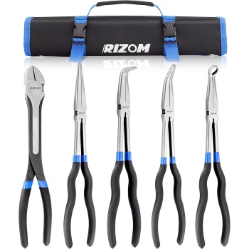RIZOM 5-Piece 11 Inch Long Needle Nose Pliers Set, Extra Long Reach Pliers Set