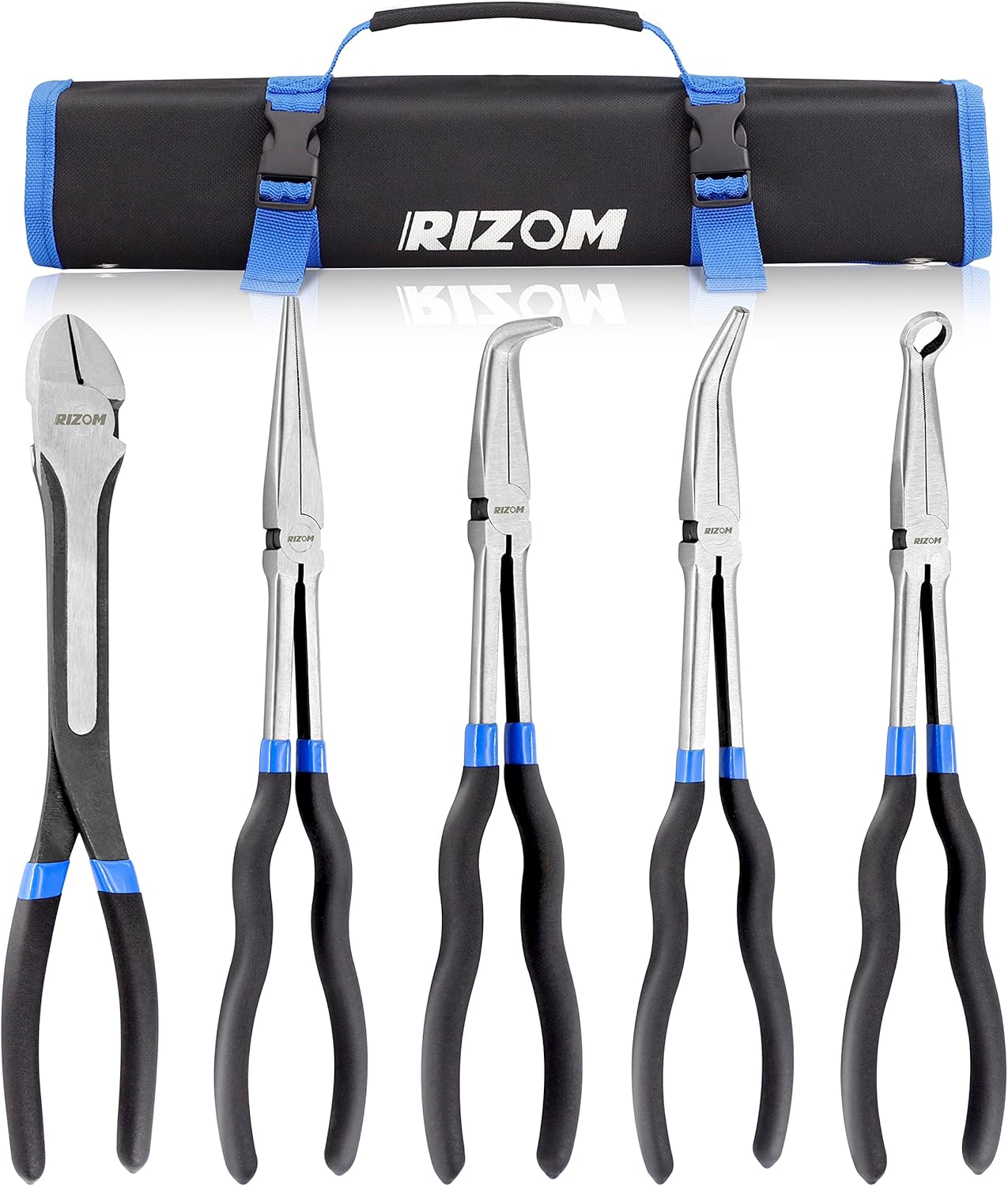 RIZOM 5-Piece 11 Inch Long Needle Nose Pliers Set, Extra Long Reach Pliers Set
